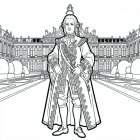 Ludvig XIV framför sitt slott i Versailles