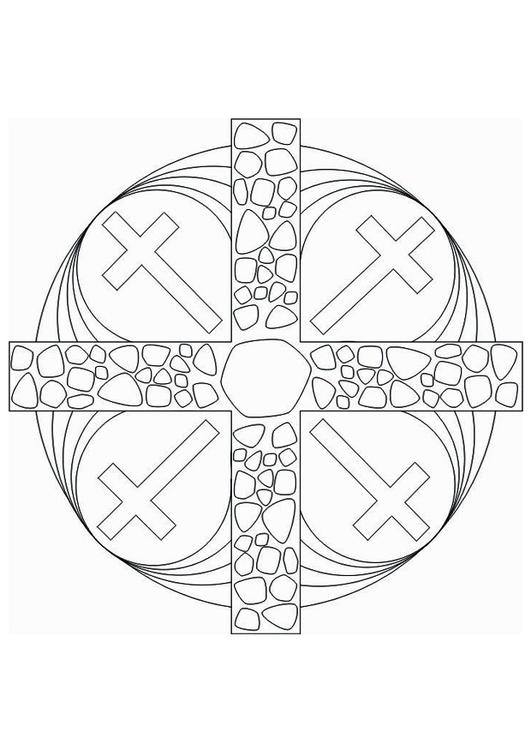 Målarbild mandala kors