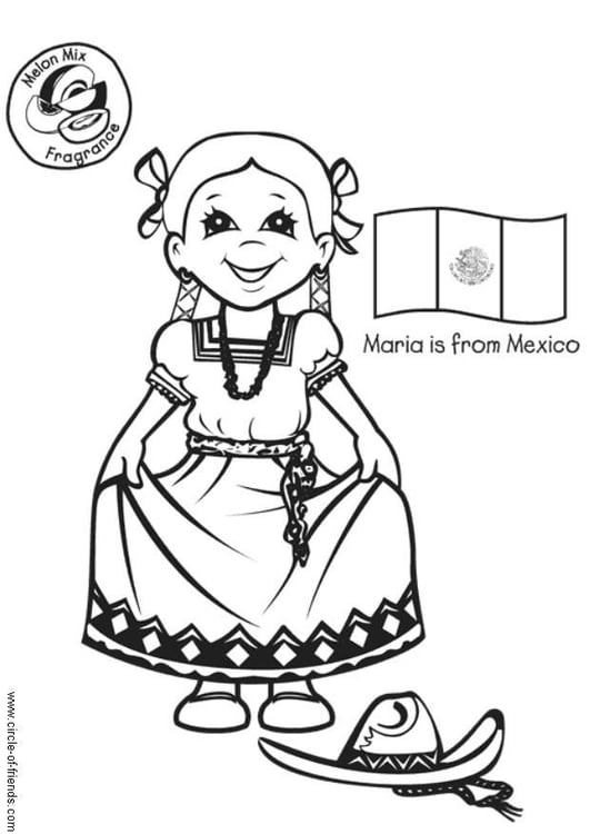 Målarbild Maria med mexikansk flagga
