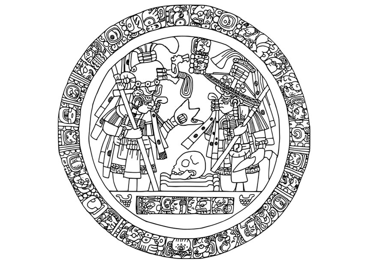 Målarbild Mayan bild i cirkeln