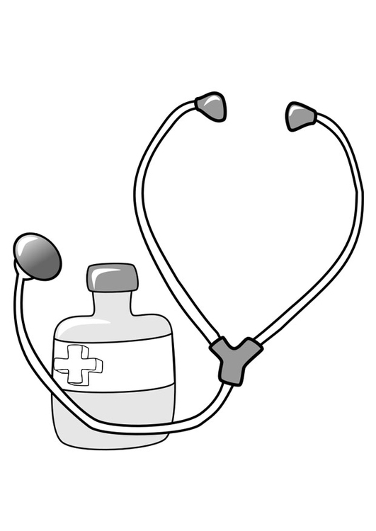 Målarbild medicin och stetoskop