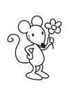 malarbild mus med blomma