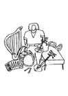malarbild musikinstrument