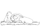 Målarbild myrslok vid termitbo 