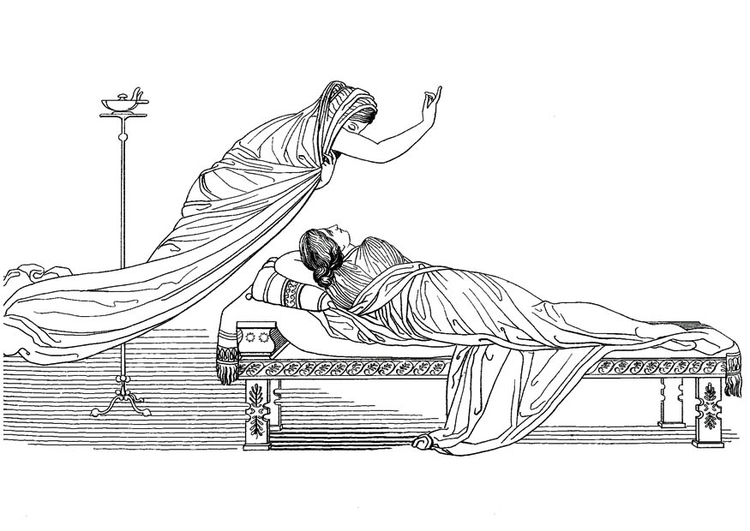 Målarbild Odysseus - Minerva och drottningen