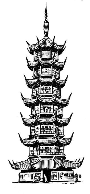 Målarbild pagod