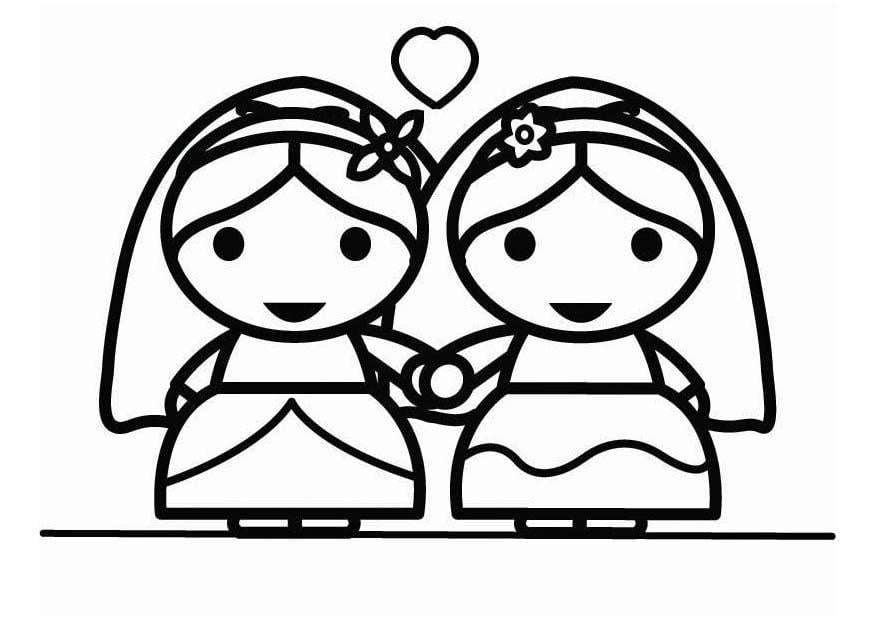 Målarbild partnerskap - tvÃ¥ kvinnor gifter sig