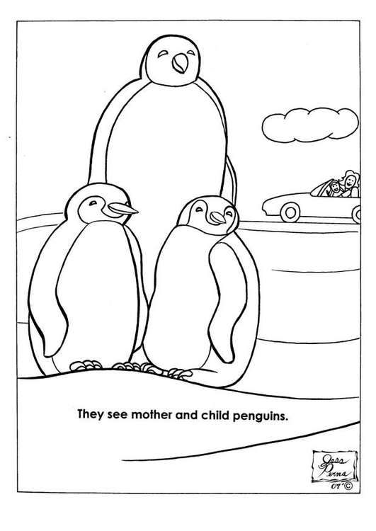 Målarbild pingviner