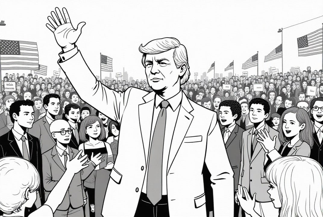President Donald Trump träffar anhängare