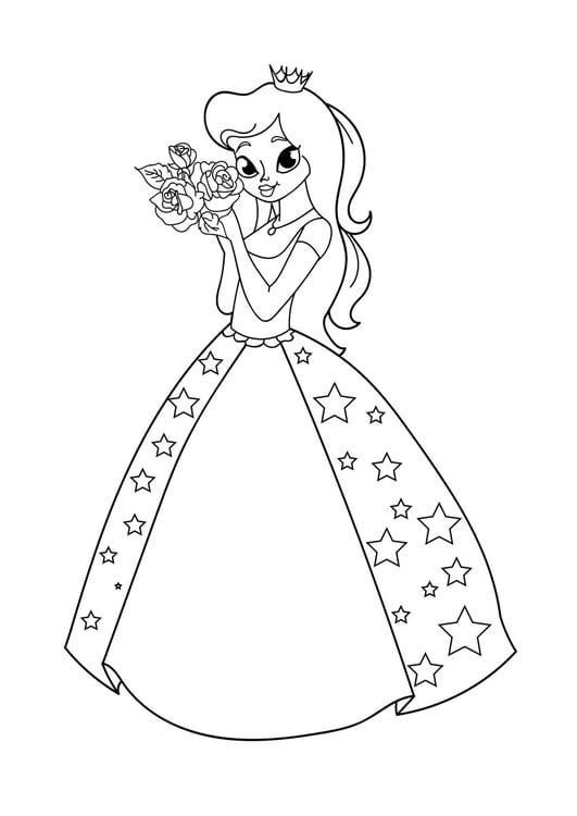 Målarbild prinsessa med blommor