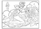 F�rgl�ggningsbilder prinsessa som plockar blommor