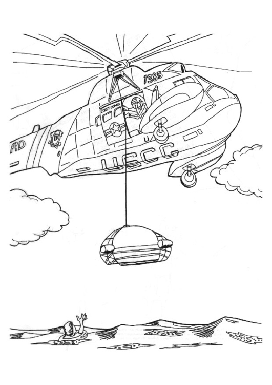 Målarbild rÃ¤ddningsuppdrag med helikopter