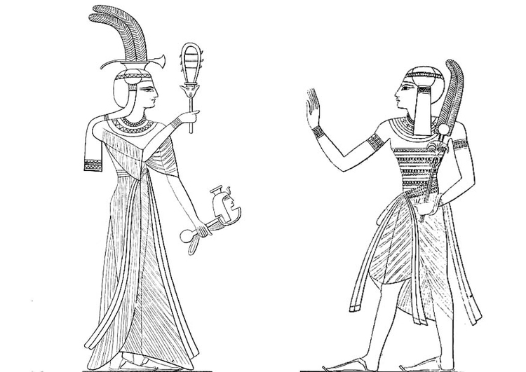 Målarbild Ramses II:s son och dotter