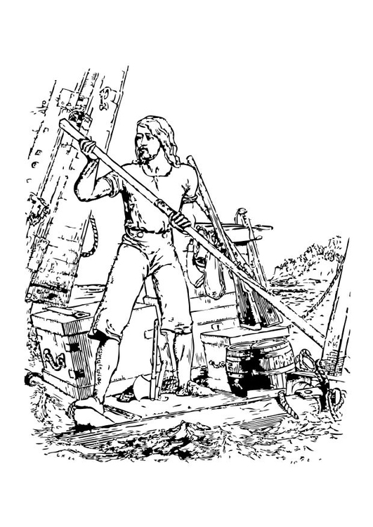 Målarbild Robinson Crusoe - skeppsbrott