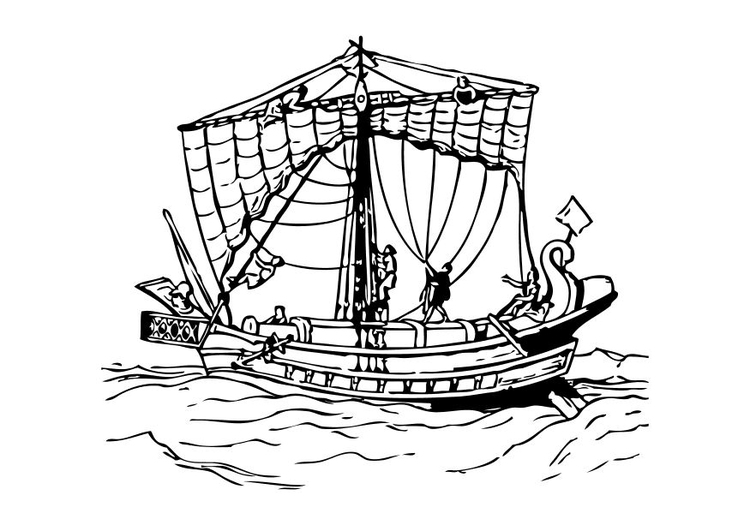 Målarbild romerskt skepp