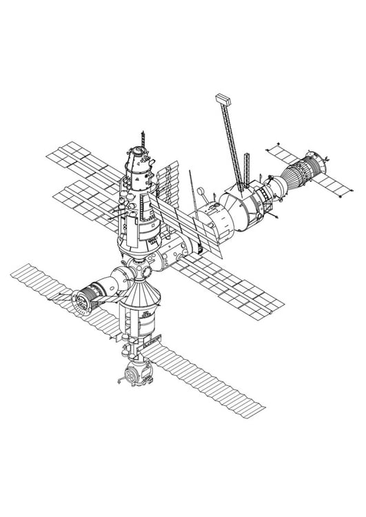 Målarbild rymdstation