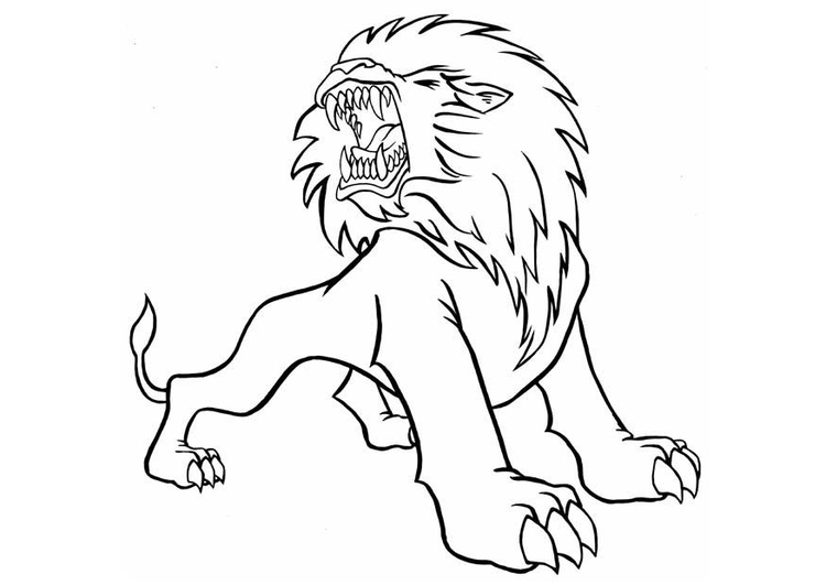 Målarbild rytande lejon
