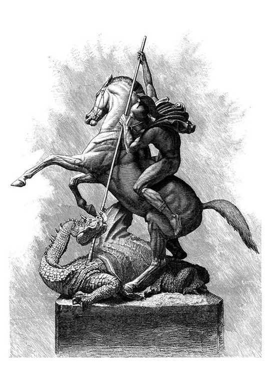Målarbild Sankt Georg och draken