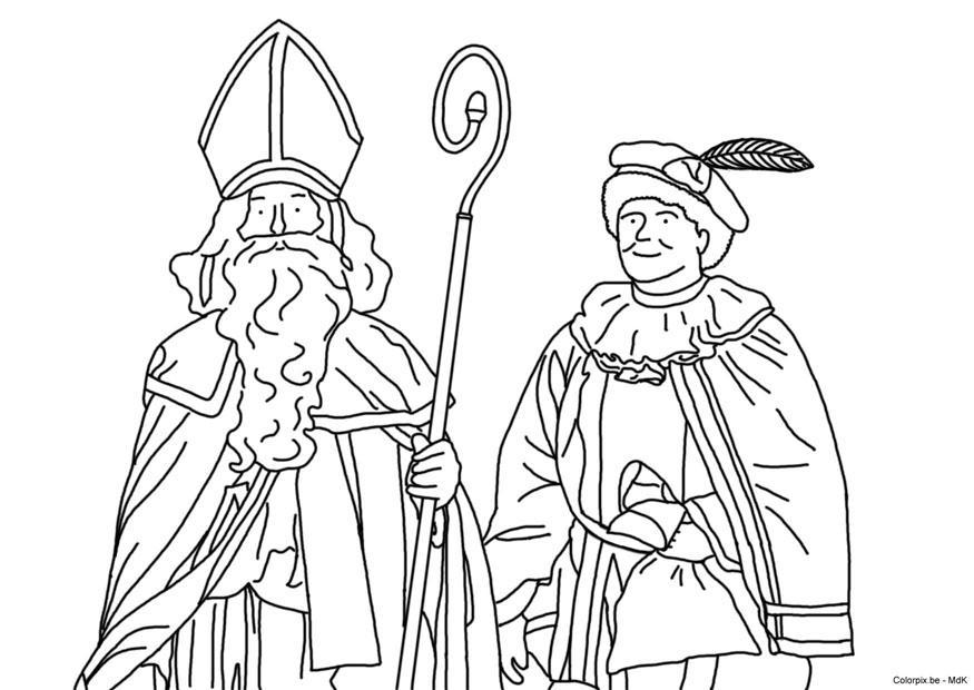 Målarbild Sankt Nikolas och Svarte Petter
