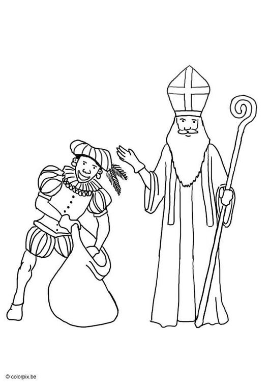 Målarbild Sankt Nikolas och Svarte Petter