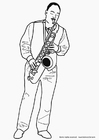Målarbild saxofonist