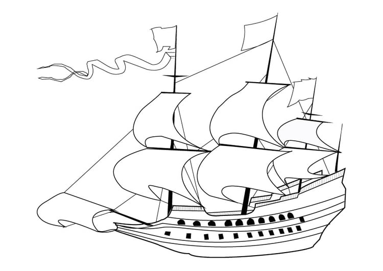 Målarbild segelfartyg frÃ¥n 1600-talet