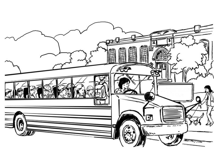 Målarbild skolbuss