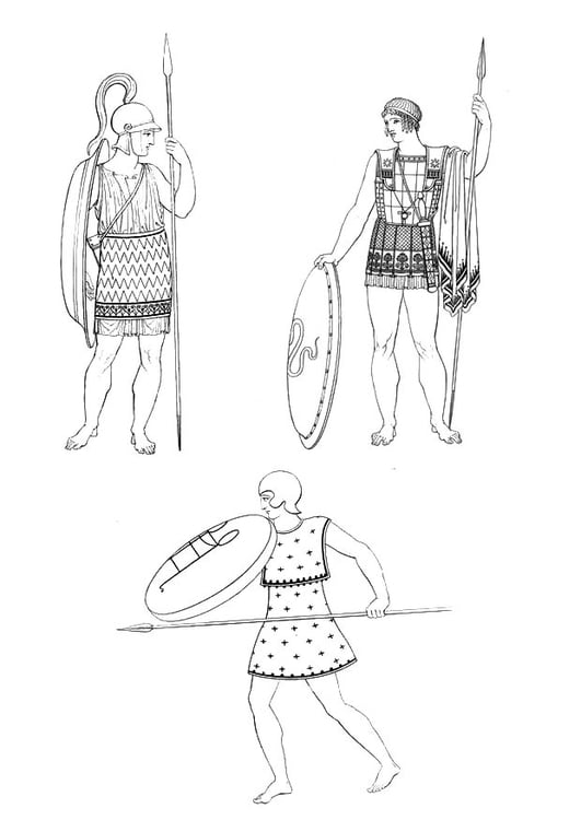 Målarbild soldater i antikens Grekland