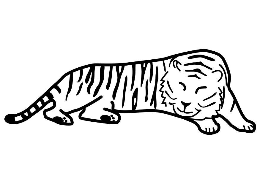 Målarbild sovande tiger