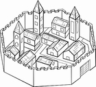stad omgiven av mur