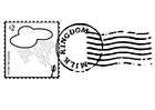 F�rgl�ggningsbilder stämplat frimärke