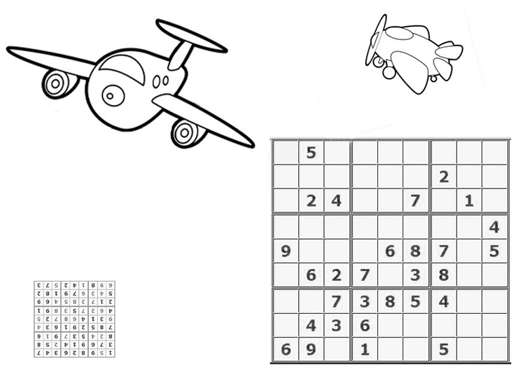 Målarbild sudoku - flygplan