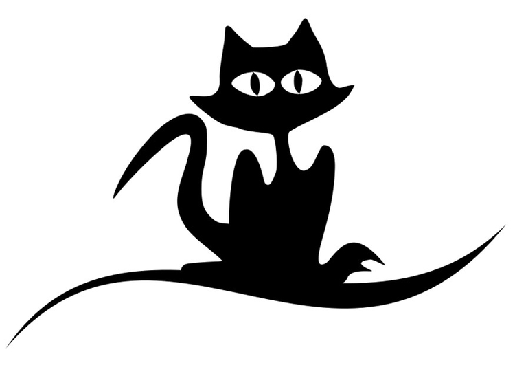 Målarbild svart katt