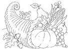 Målarbild Thanksgiving - korg - cornucopia