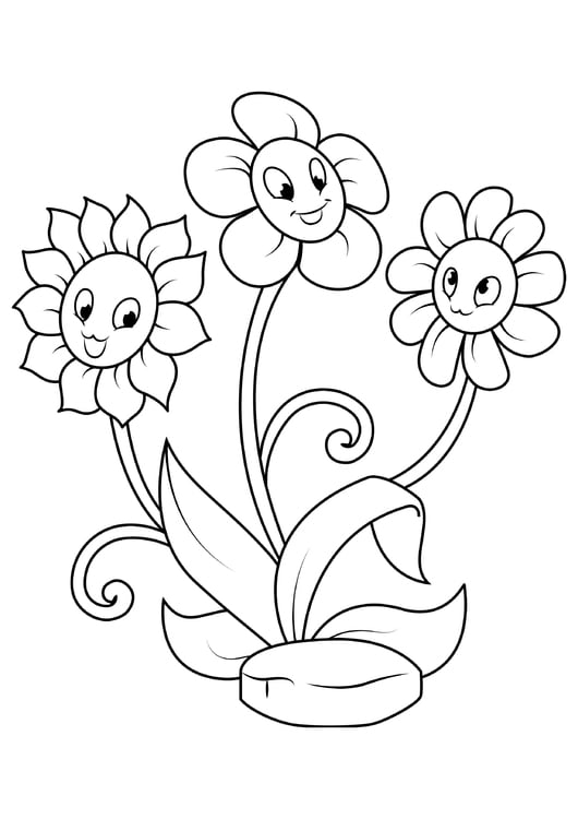 Målarbild tre blommor