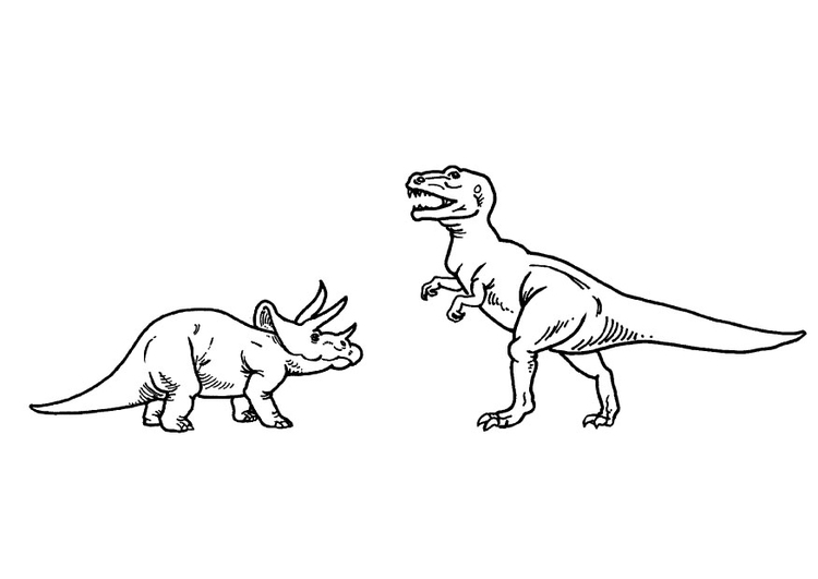 Målarbild triceratops och T-rex