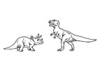 Målarbild triceratops och T-rex
