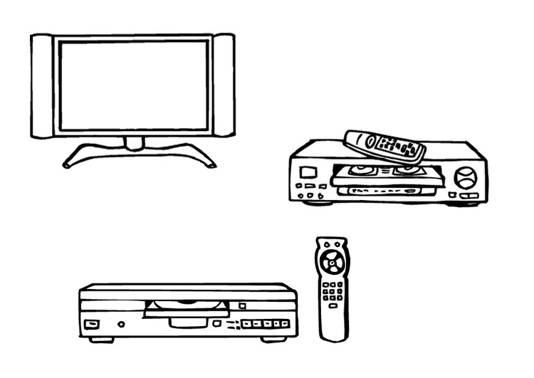 Målarbild tv-apparat, video, dvd-spelare