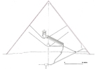 Målarbild tvÃ¤rsnitt av Cheopspyramiderna i Giza