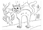 Målarbild uppretad katt som frÃ¤ser