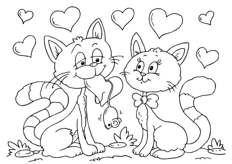 Målarbild Valentin-katter